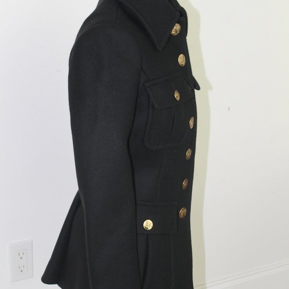 REDUCED Elisabetta Franchi Black VIRGIN WOOL PLEATED UTILITY Jacket Coat XS US 2 - Picture 3 of 11